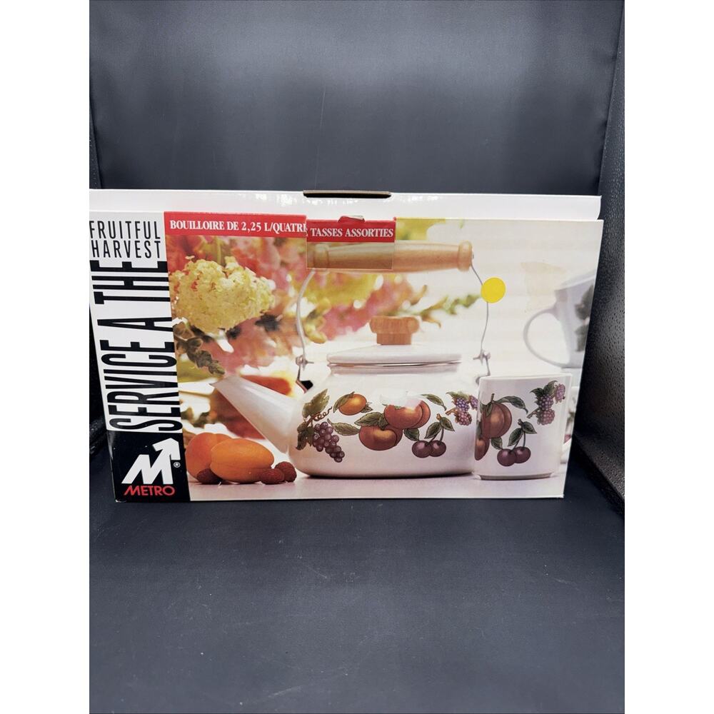 vintage Fruitful Harvest tea set, brand Metro With 4 Matching Cups